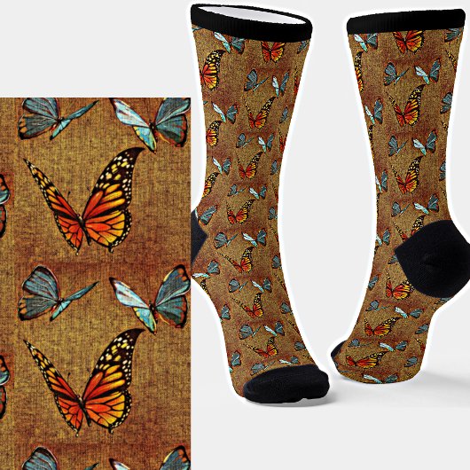 Chaussette Papillons Abstraits sur Marron