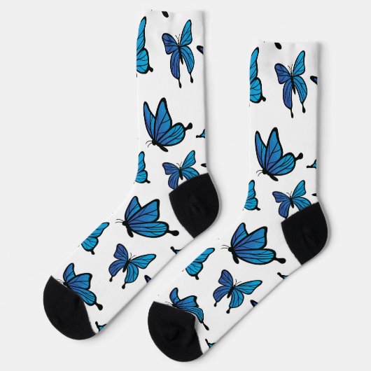 Chaussette Papillons bleus Abstraits sans fil numérique (Gauche)