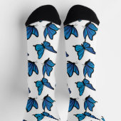 Chaussette Papillons bleus Abstraits sans fil numérique (Haut)