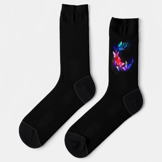 Chaussette Papillons de nuit Neon brillants sur arrière - pla (Gauche)
