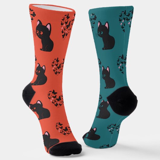 Chaussette Papillons d'observation des chats noirs (Angulaire)