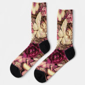 Chaussette Papillons Et Roses De Collage Décoratifs (Gauche)