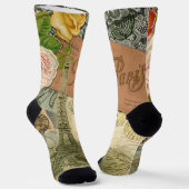 Chaussette Paris France Art Antique Collage Eiffel Français (Angulaire)