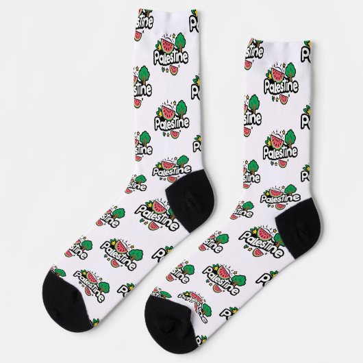 Chaussette Parole palestinienne mignonne entourée de pastèque (Gauche)