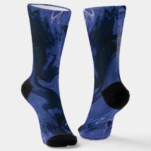 Chaussette Parties scintillant bleue Galaxy Swirl Abstrait Mo