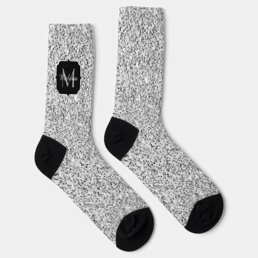 Chaussette Parties scintillant gris argent scintille Monogram (Droite)