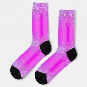 Chaussette Parties scintillant or rose violet Neon  à gouttes (Gauche)