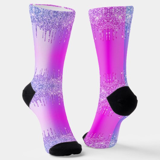 Chaussette Parties scintillant or rose violet Neon  à gouttes (Angulaire)
