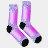 Chaussette Parties scintillant or rose violet Neon  à gouttes (Droite)