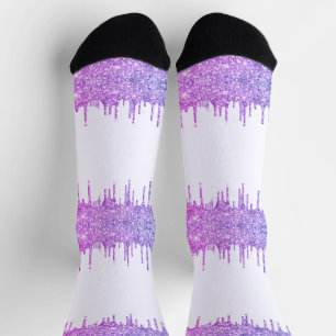 Chaussette Parties scintillant rose violet en néon Éclats bri