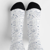 Chaussette Passe-temps d'artisanat minimal bleu et blanc (Haut)