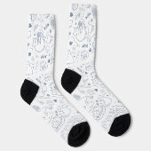 Chaussette Passe-temps d'artisanat minimal bleu et blanc (Droite)