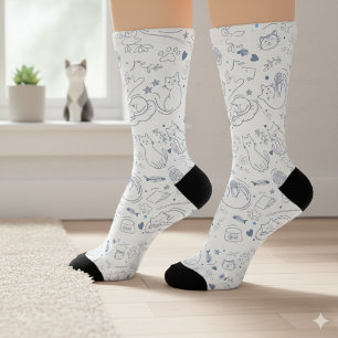 Chaussette Passe-temps d'artisanat minimal bleu et blanc