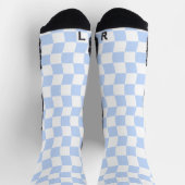 Chaussette Pastel Blue White Retro Checkerboard Pattern (Haut)