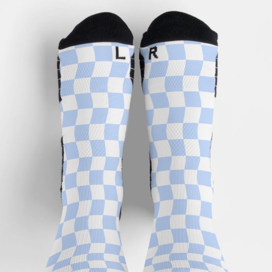 Chaussette Pastel Blue White Retro Checkerboard Pattern (Haut)
