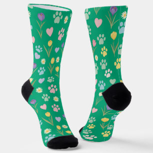 Chaussette Pastel Empreinte de patte et Coeurs Chaussettes fl