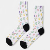 Chaussette Pastel Empreinte de patte et Coeurs Chaussettes fl (Gauche)