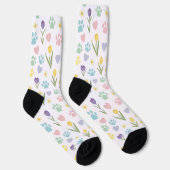 Chaussette Pastel Empreinte de patte et Coeurs Chaussettes fl (Droite)