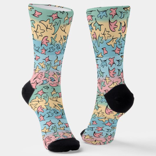 Chaussette Pastel Feuille coloré (Angulaire)