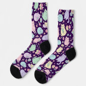 Chaussette Pastel Kawaii Cats and Spring Flowers Pattern (Gauche)