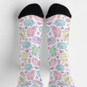 Chaussette Pastel Kawaii Cats and Spring Flowers Pattern  (Haut)