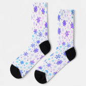 Chaussette Pastel Pink et Blue Snowflakes Elegant Blanc (Gauche)