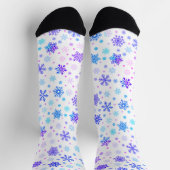 Chaussette Pastel Pink et Blue Snowflakes Elegant Blanc (Haut)
