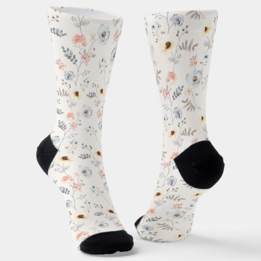 Chaussette Pastel Poppy Floral Garden Motif (Angulaire)