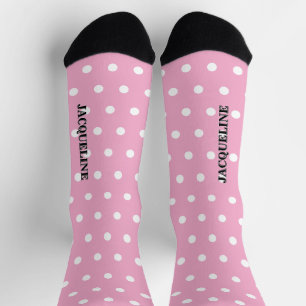 Chaussette Pastel rose girly points blancs Nom