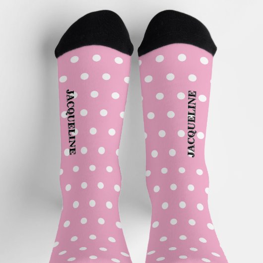 Chaussette Pastel rose girly points blancs Nom (Haut)