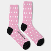 Chaussette Pastel rose girly points blancs Nom (Droite)