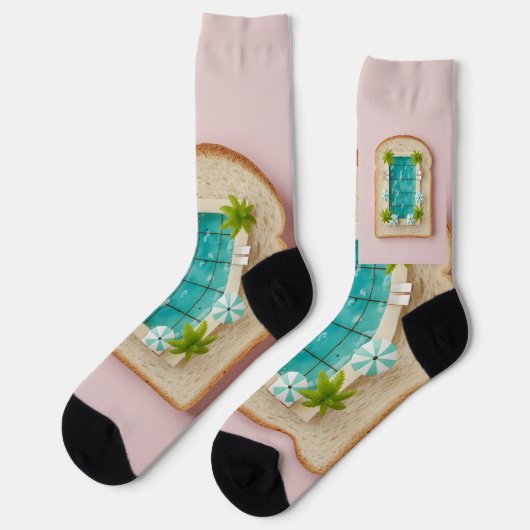 Chaussette Pastel Vaporwave Pool Toast (Gauche)