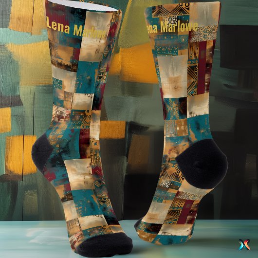 Chaussette Patchwork Abstrait Élégant – Artistique sur Mesure