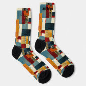 Chaussette Patchwork Abstrait en Gras bleu et rouge personnal (Droite)