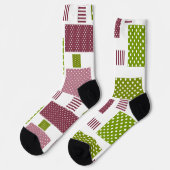 Chaussette Patchwork brun vert pois dos blanc (Gauche)