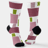 Chaussette Patchwork brun vert pois dos blanc (Angulaire)