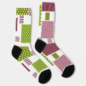 Chaussette Patchwork brun vert pois dos blanc (Droite)