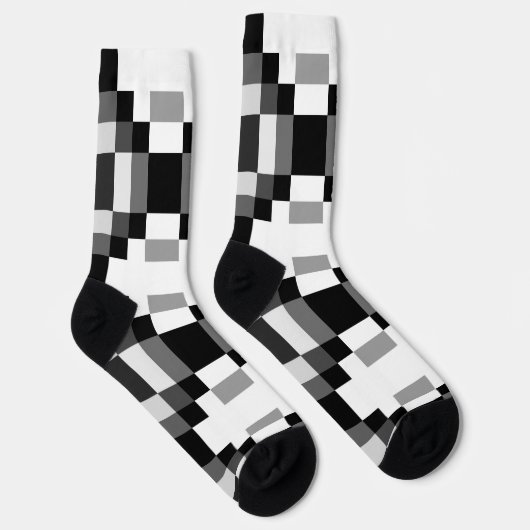 Chaussette Patchwork gris noir et blanc (Droite)