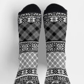 Chaussette Patchwork rayé noir et blanc avec dentelle (Haut)