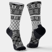 Chaussette Patchwork rayé noir et blanc avec dentelle (Angulaire)