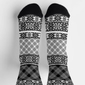 Chaussette Patchwork rayé noir et blanc avec dentelle (Haut)