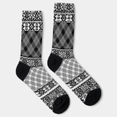 Chaussette Patchwork rayé noir et blanc avec dentelle (Droite)