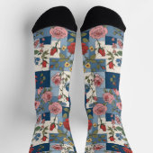 Chaussette Patchwork Retro Denim avec Roses (Haut)