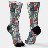 Chaussette Patchwork Retro Denim avec Roses (Angulaire)