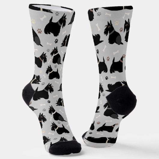 Chaussette Pâtes de Terrier écossais noir et soies d'os (Angulaire)