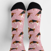 Chaussette Pâtes et os Beagle mignons rose (Haut)