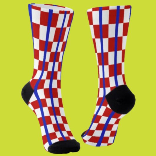 Chaussette Patriotic Checker Stripe Crew Socks