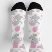 Chaussette Pattern of Elephants, Cute Elephants - Pink Gray (Haut)