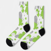 Chaussette Pattern of Green Elephants, Cute Elephants, stars (Gauche)