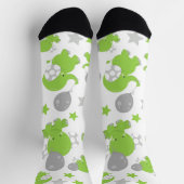 Chaussette Pattern of Green Elephants, Cute Elephants, stars (Haut)